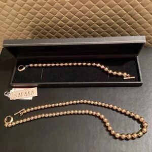 Lauren Ralph Lauren Gold Beaded Necklace and Bracelet Set